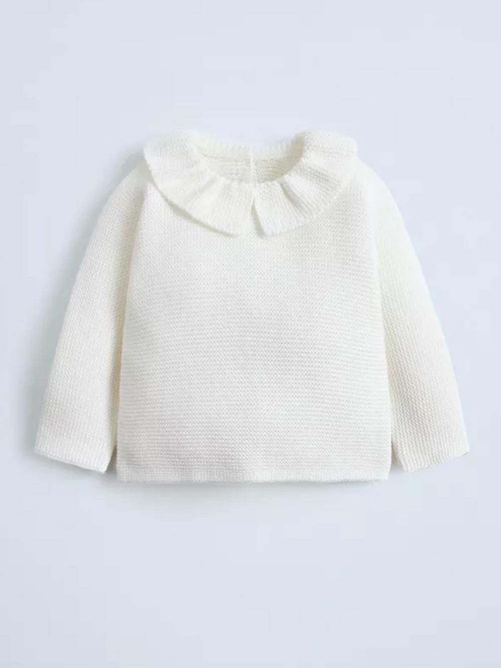 Zara Cream Ruffled Collar Knit Top